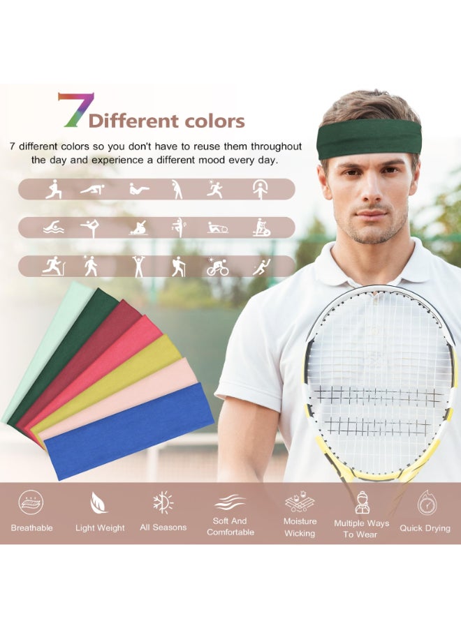 DiyJibb Headbands for Women Stretchy Non Slip Soft Cotton Cloth Hair Bands for Sports Workout Yoga and Running 7pcs - Image 4