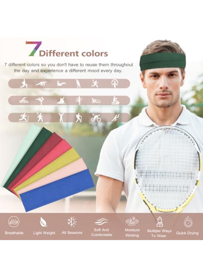 DiyJibb Headbands for Women Stretchy Non Slip Soft Cotton Cloth Hair Bands for Sports Workout Yoga and Running 7pcs - Image 3