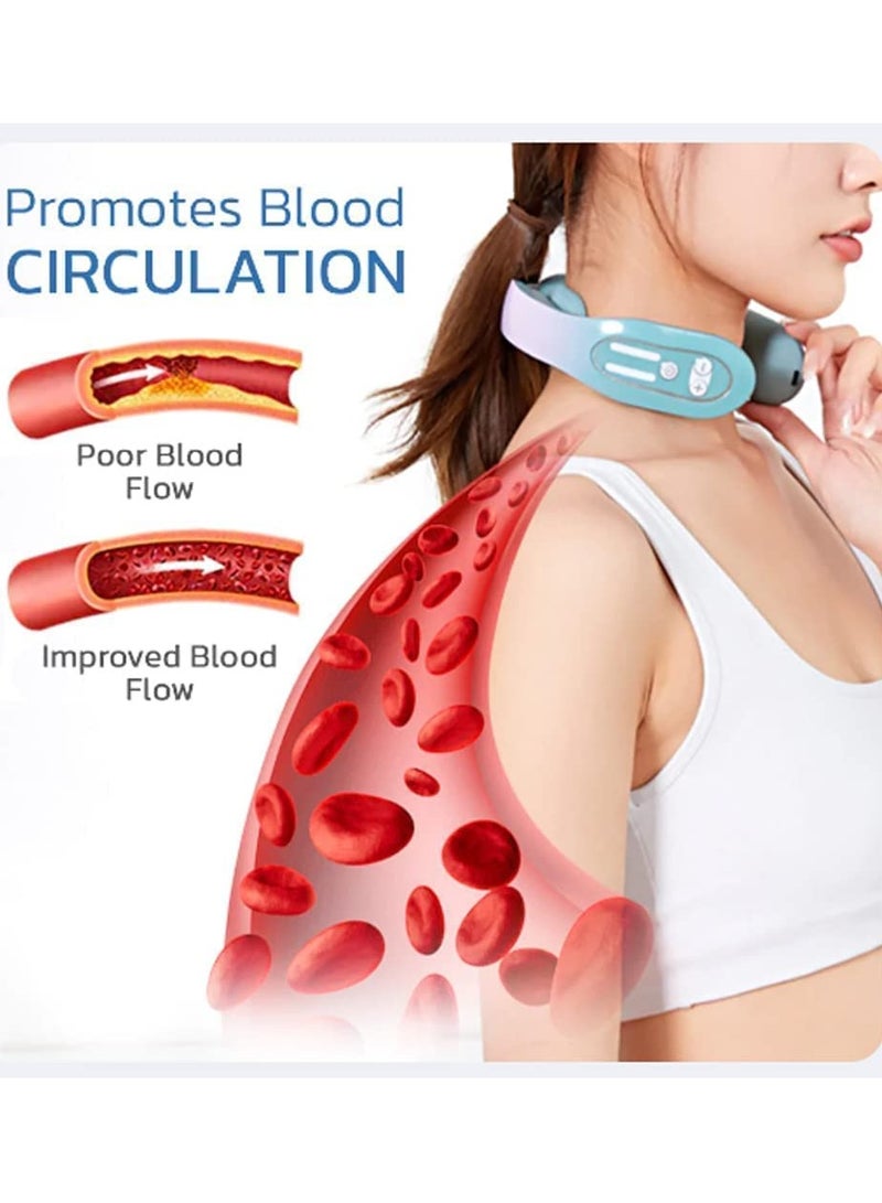 Arabest Neck Massager EMS Neck Acupoints Lymphvity Massage Device, Electric Pulse Neck Massage for Pain Relief, Intelligent Neck Massage with Heat, Lymphatic Drainage Machine with 12 Modes - Image 5