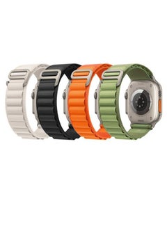 Generic 4Pack for Apple Watch Alpine Loop Band 49mm/45mm/44mm Nylon Woven Sport Strap Compatible with iWatch Series 5  White/Green/Orange/Black  - Image 1
