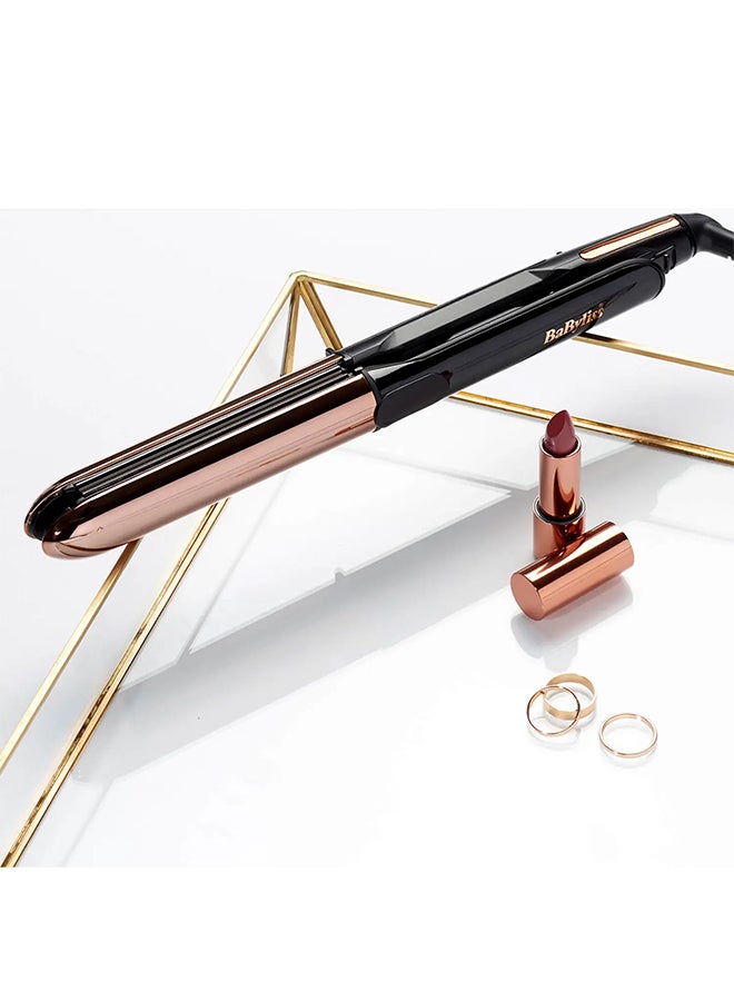 BaByliss Hair Straightener with True Titanium Plates For Fast Smoothing, 5 Temperature Settings For Versatility With Fast Heat-up Time, Lightweight And Ergonomic Design With Shiny Results, ST482SDE Black/Rose Gold - Image 4