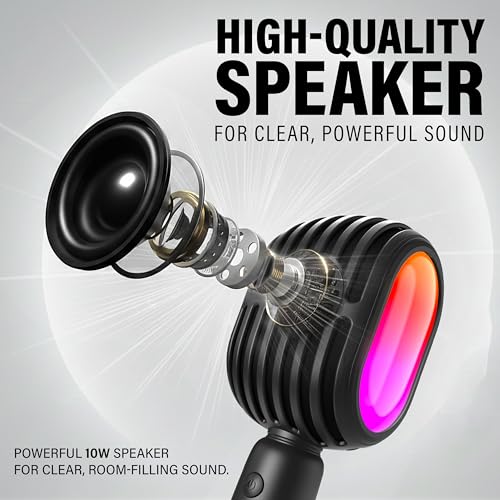 DIGIMORE Wireless Bluetooth Karaoke Microphone with 10W Speaker | Portable Handheld Mic | RGB Lights | Bluetooth 5.3 | Recording Support | Type-C Charge | Ideal for Singing, Parties & Kids (D-1300) - Image 3