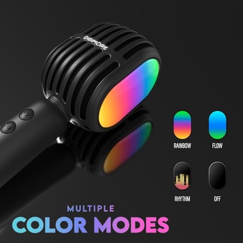 DIGIMORE Wireless Bluetooth Karaoke Microphone with 10W Speaker | Portable Handheld Mic | RGB Lights | Bluetooth 5.3 | Recording Support | Type-C Charge | Ideal for Singing, Parties & Kids (D-1300) - Image 4