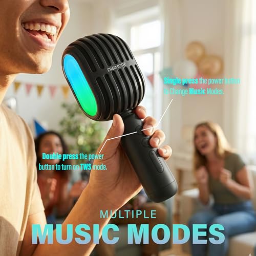 DIGIMORE Wireless Bluetooth Karaoke Microphone with 10W Speaker | Portable Handheld Mic | RGB Lights | Bluetooth 5.3 | Recording Support | Type-C Charge | Ideal for Singing, Parties & Kids (D-1300) - Image 5