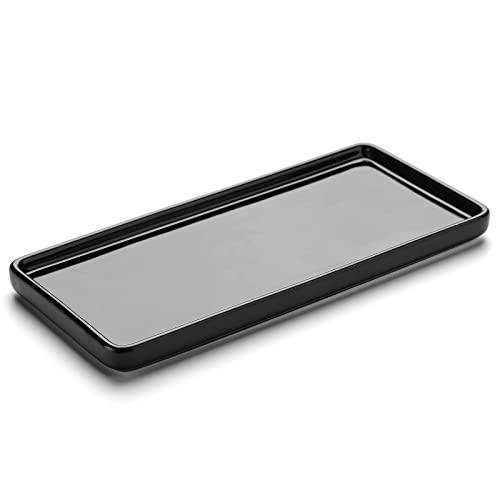 Gurygo 6" Bathroom Trays - Ceramic Vanity Tray for Bathroom - Small Ceramic Tray - Kitchen Soap Trays for Kitchen Counter - Bathtub Organizer (Black) - Image 1