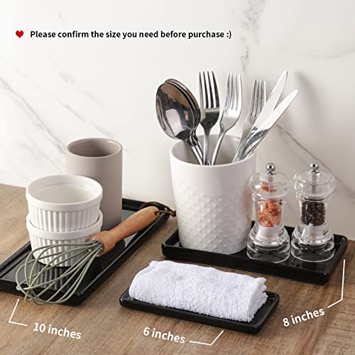 Gurygo 6" Bathroom Trays - Ceramic Vanity Tray for Bathroom - Small Ceramic Tray - Kitchen Soap Trays for Kitchen Counter - Bathtub Organizer (Black) - Image 4