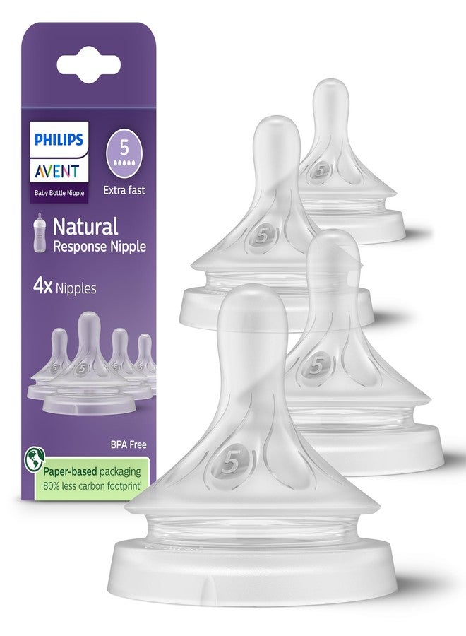 Avent Philips Avent Natural Response Nipples, Extra Fast Flow (Flow 5), 4-Pack, SCY965/44