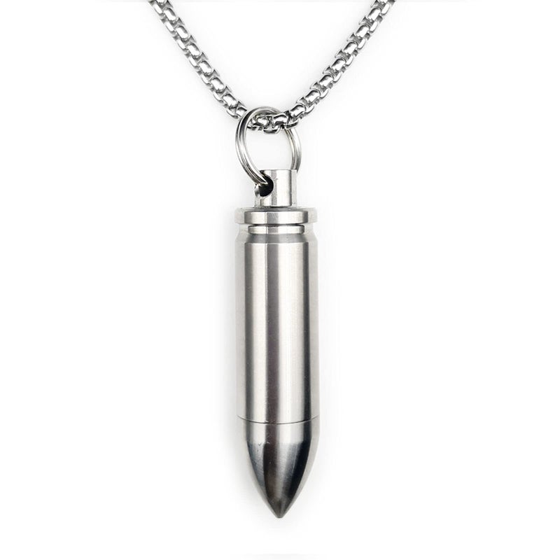 Small Pill Box Titanium Pill Fob Necklace Bullet Nitro Mini Waterproof Pill Holder Lightweight Survival Case Keychain Pill Bottle for Men Women Stocking Stuffers Christmas Gifts