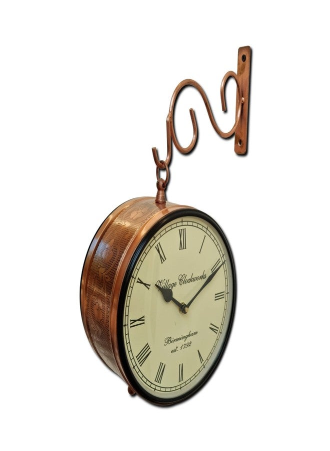 ZXC Metal Brass Antique Double Sided Copper Railway Wall Clock (8 Inch) - Image 3