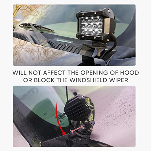 Mofun Engine Hood Cowl Panel LED Brackets for LED Light Pods Whip Antenna Compatible with Chevy Silverado Tahoe Suburban Sierra Yukon 1999-2006 - Image 2