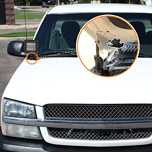 Mofun Engine Hood Cowl Panel LED Brackets for LED Light Pods Whip Antenna Compatible with Chevy Silverado Tahoe Suburban Sierra Yukon 1999-2006 - Image 4