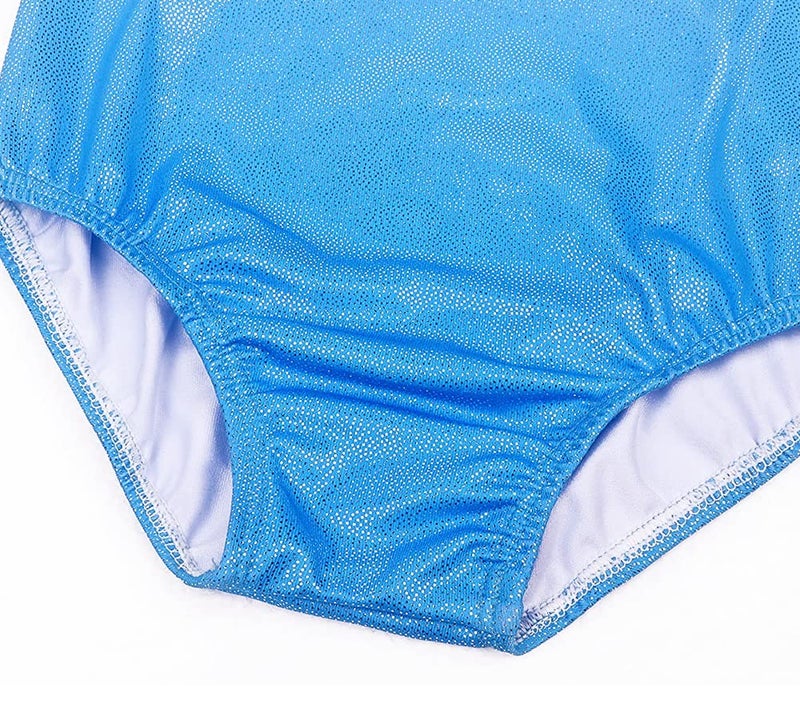 EQSJIU Girls Leotards For Gymnastics Size 6 6-7 7-8 Years Old Snowflake Blue White Gradient Colors Rhinestones Diamond Lace Sparkly - Image 4
