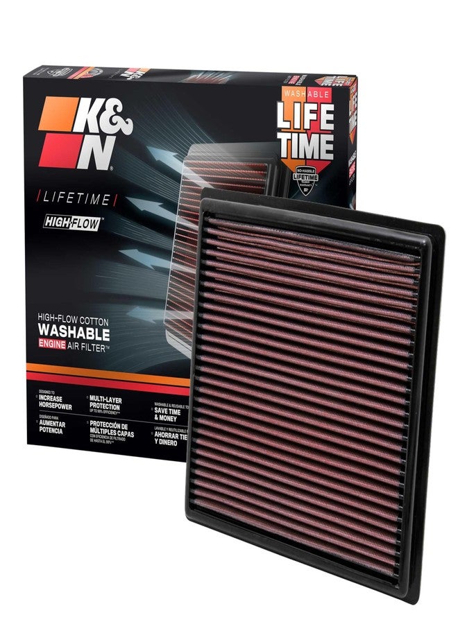 K&N High-Flow Original Lifetime Engine Air Filter: Increase Power: Premium, Washable: Compatible with 2011-2025 Toyota/Lexus/Mitsubishi/Fiat: (See Product Description for Select Models) 33-2443 - Image 1