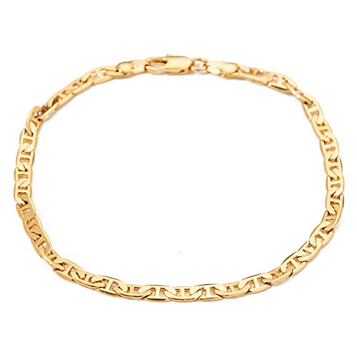 kelistom Gold Anklet for Women 14K Gold / 18K Gold/Platinum Plated Flat Mariner Link Chain Ankle Bracelets for Women 9 10 11 inches (18K Gold, 11) - Image 1