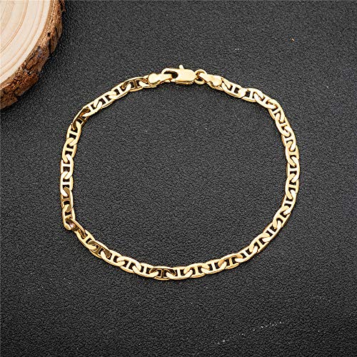 kelistom Gold Anklet for Women 14K Gold / 18K Gold/Platinum Plated Flat Mariner Link Chain Ankle Bracelets for Women 9 10 11 inches (18K Gold, 11) - Image 4