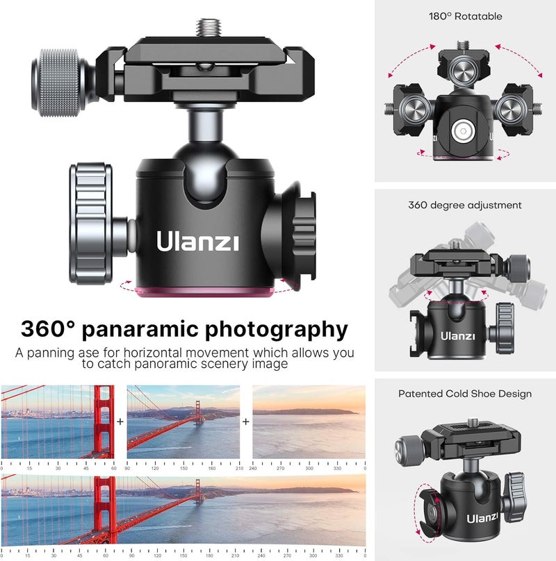 PICTRON Portable Desktop Mini Tripod MT-24 Compact Camera Tripod Aluminum Alloy with 360° Ball Head,1/4 inches Quick Release Plate for DSLR Camera Video Camcorder, Load up to 11lbs/5kg - Image 3