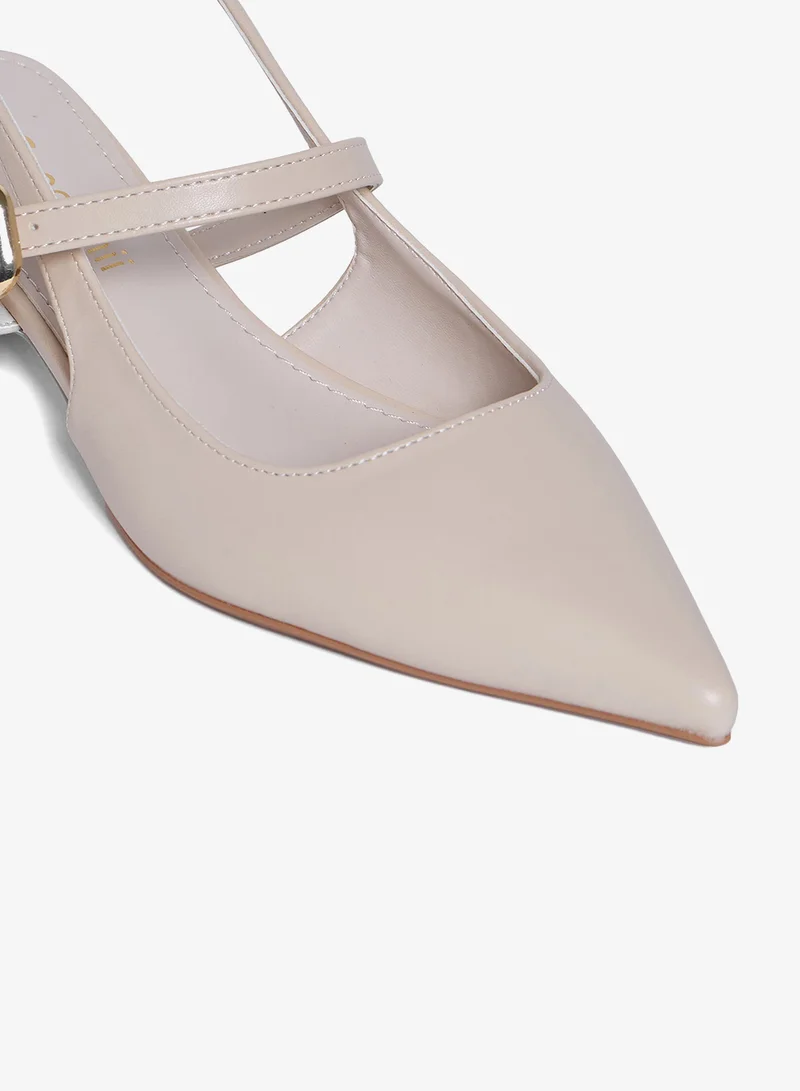 Geoomnii BEIGE Geoomnii Mid Heel Mules for Women – Stylish Backless Slip-On Heels for Office, Party & Everyday Wear for Women | Best Price UAE