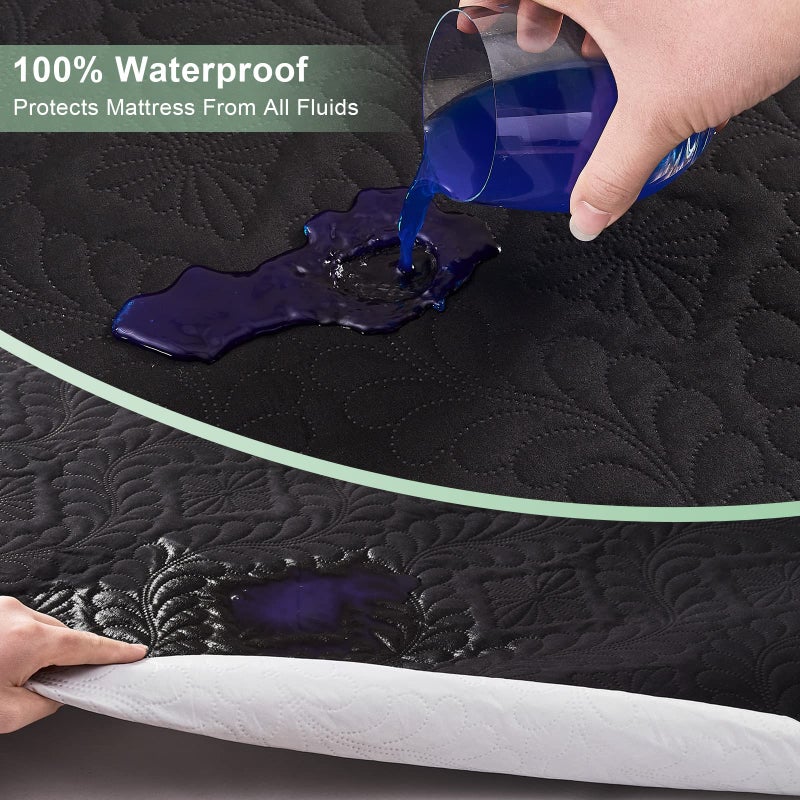 Sufdari Waterproof Mattress Protector Twin Quilted Fitted Waterproof Mattress Cover Breathable & Noiseless Mattress Pad  Ultra Soft Bed Cover Waterproof Fitted Sheet Fits Up to 8-18"" Deep Pocket - Image 4