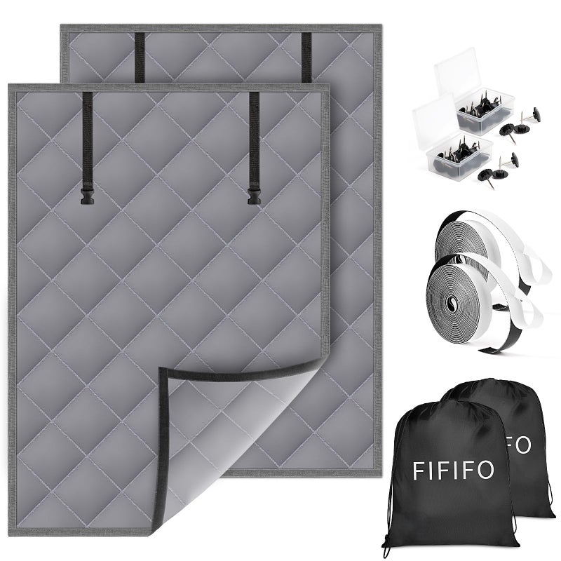 FIFIFO 2 Sets 63" x 47" Thermal Window Coverï¼ŒOxford Fabric Window Cover for Winter, Window Insulation for Winter to Keep Warm, Window Insulation Kit for Home RV Basementâ€“Grey - Image 1