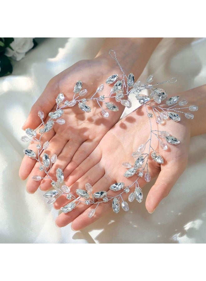 إيز ديلي غطاء رأس زفاف مرصع بأحجار الراين الفضية وزينة شعر حفلات التخرج للنساء والعرائس - Image 2