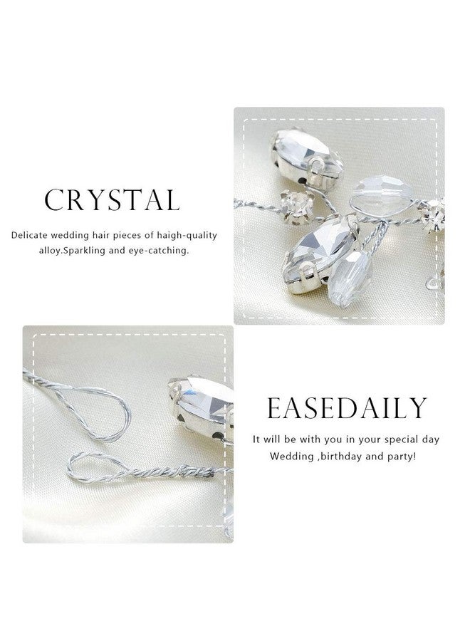 إيز ديلي غطاء رأس زفاف مرصع بأحجار الراين الفضية وزينة شعر حفلات التخرج للنساء والعرائس - Image 4