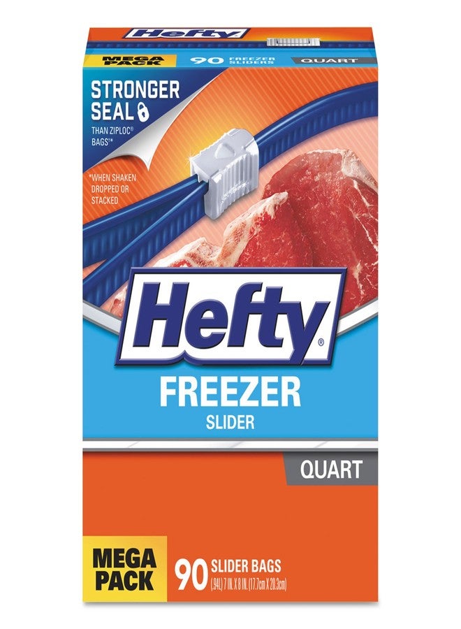 Hefty One Zip Slider Bags, Freezer, 1qt, 2.5 mil, Clear, 35/Box - Image 3