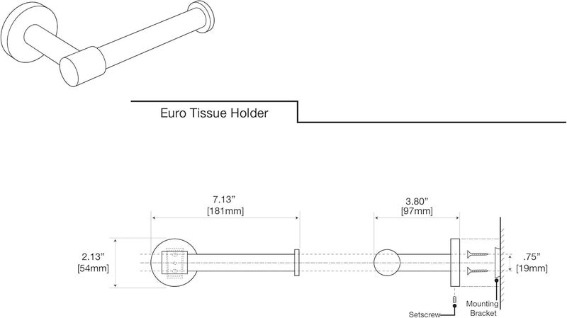 Gatco 4663 Reveal Euro Toilet Paper Holder Chrome  Wall Mounted 713 W Euro Style Toilet Tissue Holder for Bathroom - Image 5