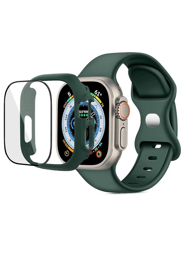 and with Case For Apple Watch 46mm,Adjustable Silicone Sport Wristband Replacement, Strap With Cover Built-in Glass Screen Protector for iWatch S10. - Image 1