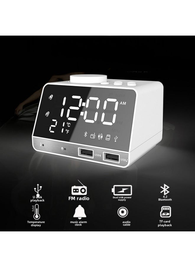 نيوترل K11 ساعة منبه لاسلكية جديدة، مكبر صوت بلوتوث، شحن USB للهاتف المحمول، مرآة LED، راديو ذكي، ستريو صغير - Image 2