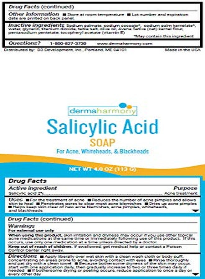 Dermaharmony صابون حمض الساليسيليك 2% لعلاج حب الشباب من ديرماهارموني (قطعتان 4 أونصات) - Image 3
