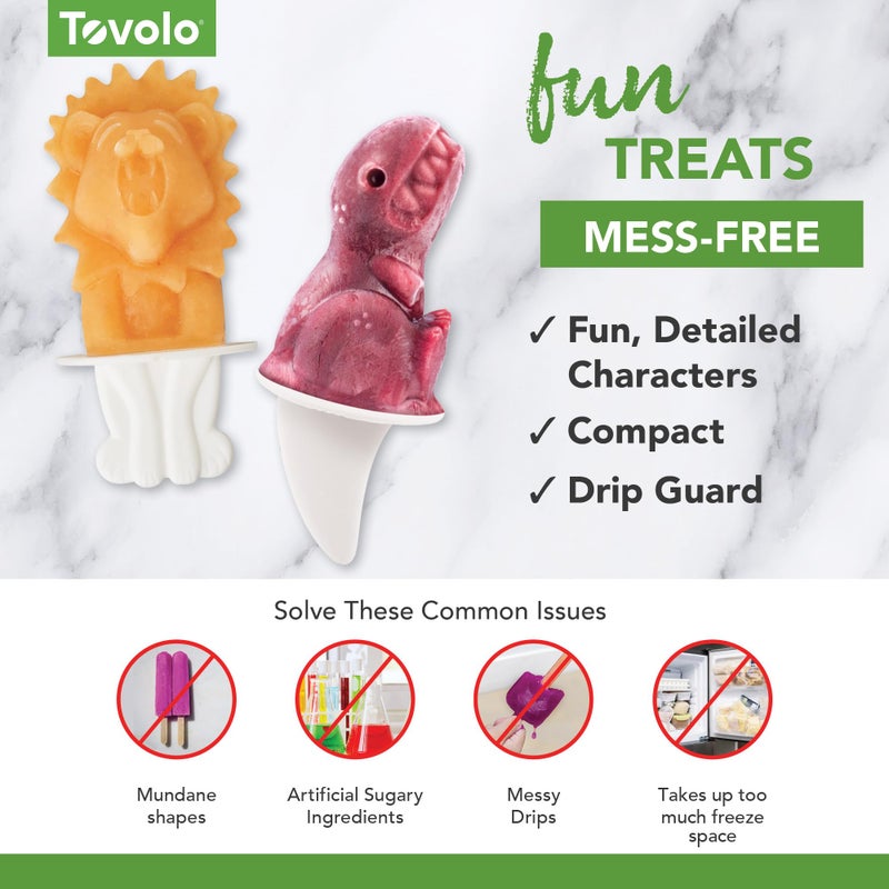 Tovolo Animal Popsicle Molds Zoo Crew Set of 4 Reusable Popsicle Molds with Sticks Bear Lion Monkey Elephant, BPA Free Silicone Pop Maker for Kids, Dishwasher Safe Animal Ice Molds for Frozen Treats - Image 3