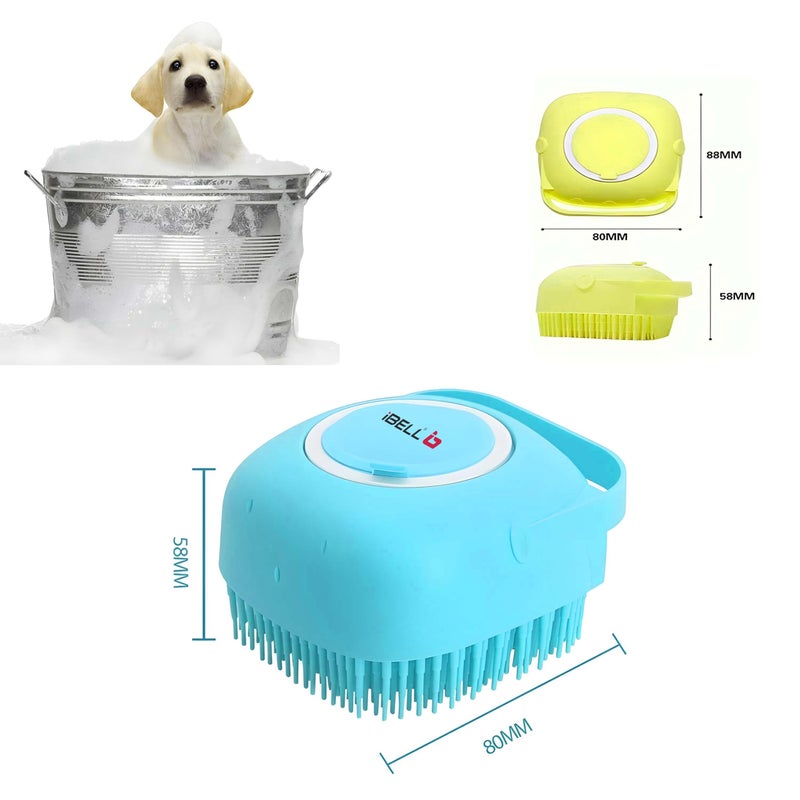 IBELL Dog & Cat Bath Brush | Dog & Cat Shampoo Brush | Dog & Cat Scrubber for Bath | Dog Bath Brush Scrubber | Dog Shower/Washing Brush with Adjustable Ring Handle for Short & Long Hair (Color may Vary) - Image 3