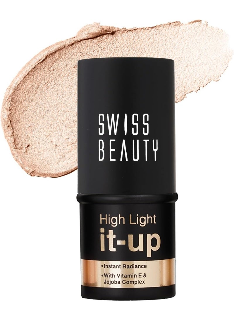 Swiss Beauty High Light It-Up Highlighter | With Vitamin E & Jojoba Complex | Instant Radiant Glow | Long-Lasting | Creamy & Blendable | Twist-Up Format | Shade- Golden Hour, 8g - Image 1