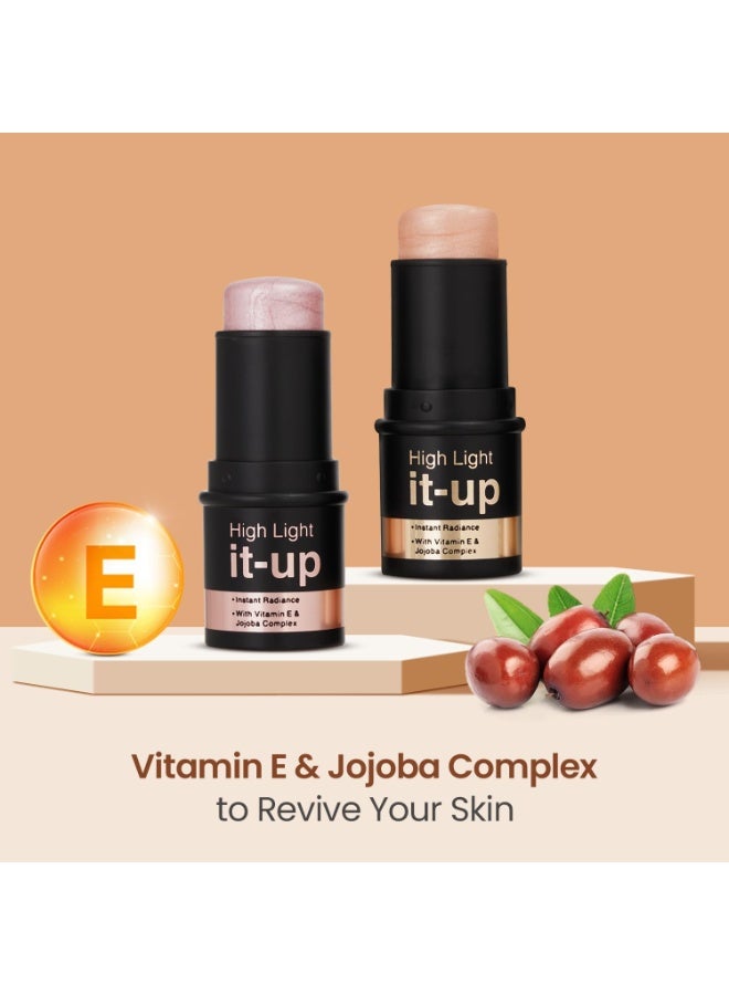 Swiss Beauty High Light It-Up Highlighter | With Vitamin E & Jojoba Complex | Instant Radiant Glow | Long-Lasting | Creamy & Blendable | Twist-Up Format | Shade- Golden Hour, 8g - Image 4