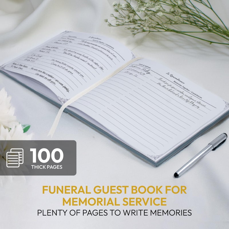 Only Zest Celebration of Life Guest Book â€“ Funeral Guest Book for Memorial Service | in Loving Memory Sign in Registry | Timeless Hardcover for Condolences and Reception, Blue - Image 3
