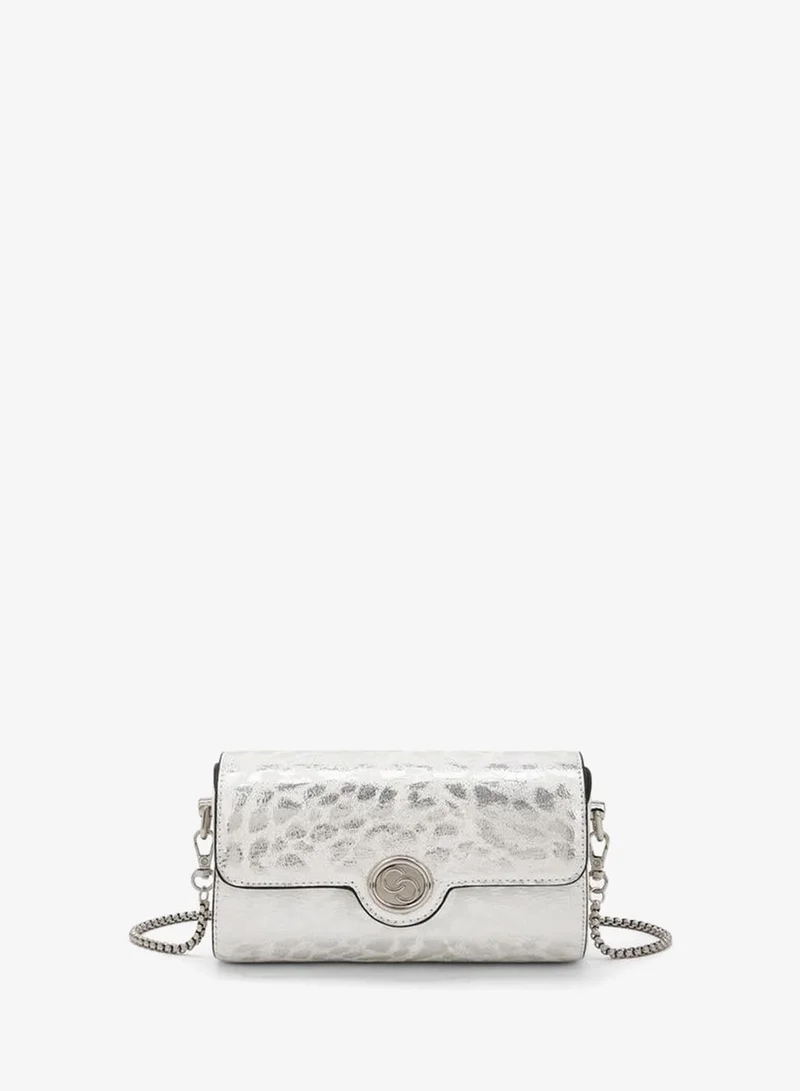سيليست Metallic Print Crossbody Bag With Chain Strap Ramadan Collections