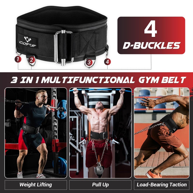 COFOF 3-in-1 Weighted Pull Up Belt, Weight Lifting Dip Belt with 40.6 IN Chain & Self Locking, Weighted Gym Belt for Pull Up, Squat, Powerlifting & Deadlift, Capacity Up to 350 LBS(Black Size M) - Image 4