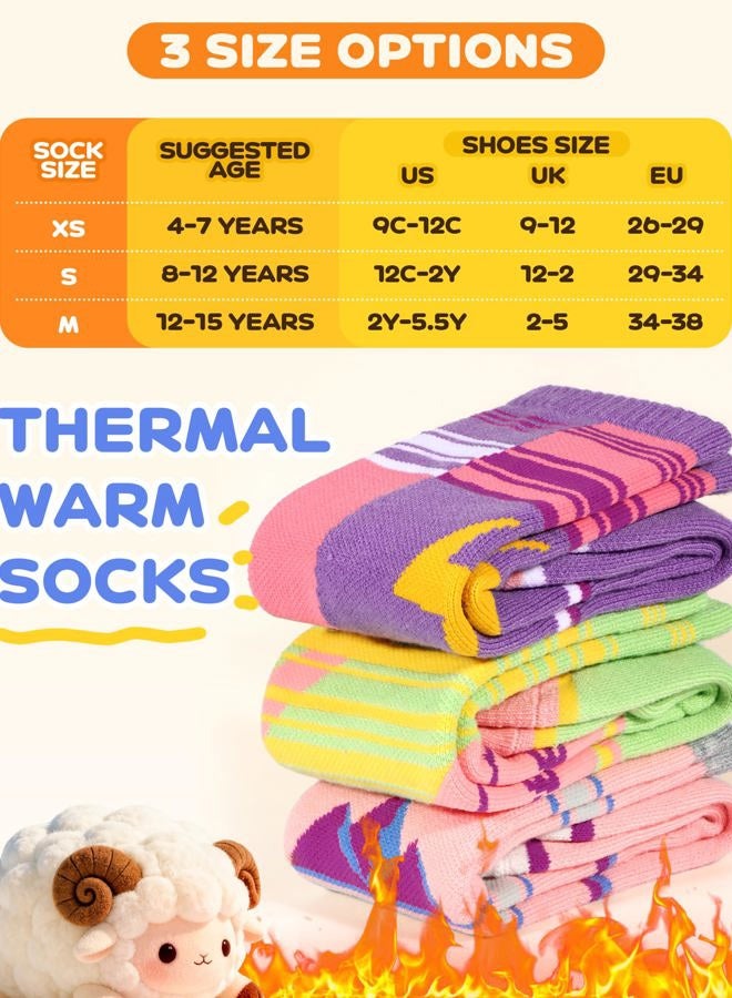 Supertrip 3 Pairs Kids Ski Socks Merino Wool Socks Boys Girls Youth Thick Thermal Winter Cozy Socks for Skiing Snowboarding, Light Blue/Dark Blue/Green, 8-12 Years - Image 2