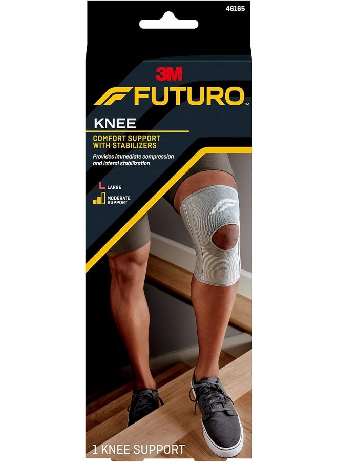 FUTURO Comfort Knee With Stabilizers Large Size, 1 Unit/Pack Beige Color 46165Enr Provides Immediate Compression And Lateral Stabilization Moderate Support Knee Support - Image 1