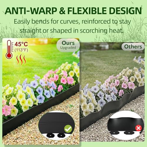 Bluepro Landscape Edging, 2 Inch 100 ft Garden Border Edging Upgraded with 150 Steel Stakes (Strong) & Reinforced Design - Durable Plastic Garden Border for Flower Beds, Lawn & Yard - Image 3