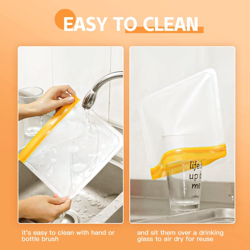 NIKUY 10 Pack Dishwasher Safe Reusable Bags, Leakproof Reusable Freezer Bags, BPA Free Food Storage Bags for Lunch Marinate Food Travel - 3 Gallon 3 Snack 4 Sandwich Bags - Image 5
