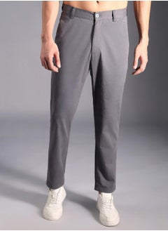 HIGH STAR Charcoal Relaxed Fit Men’s Cropped Chinos, Mid-Rise, Cotton Stretch  - Image 2