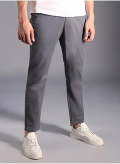 HIGH STAR Charcoal Relaxed Fit Men’s Cropped Chinos, Mid-Rise, Cotton Stretch  - Image 5