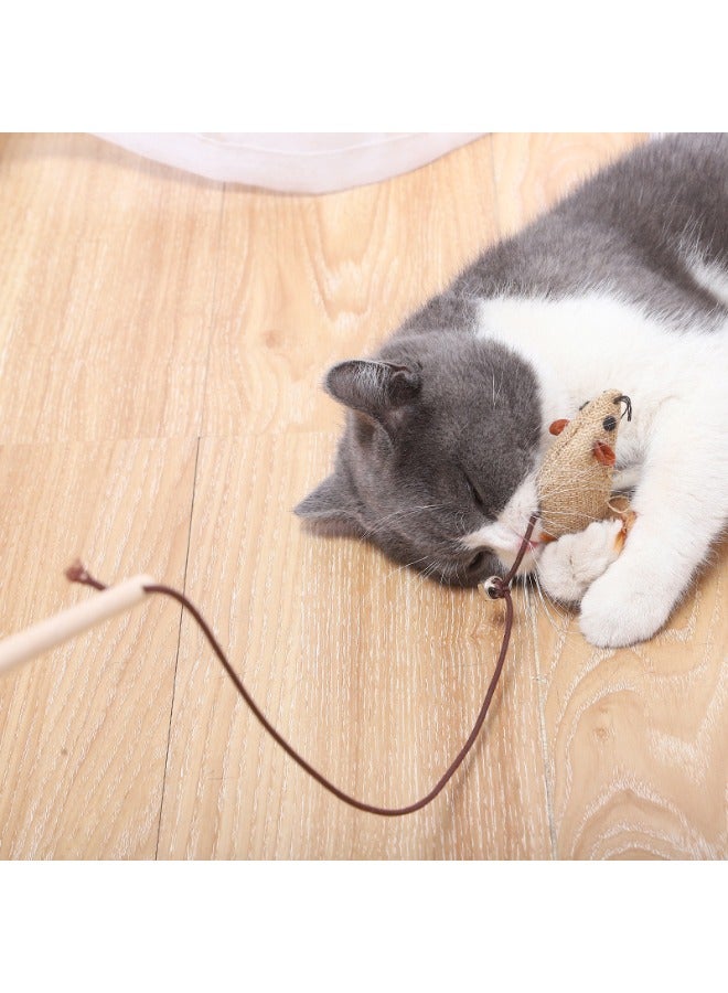 7 Pcs Cat Toy Set, Interactive Cat Feather Toys, 40cm Pet Cat Teaser Toy, Teaser Refills Mouse Toy with Mini Bell, Cat Teaser Toys for Indoor Cats Kitten Play Chase Exercise - Image 5