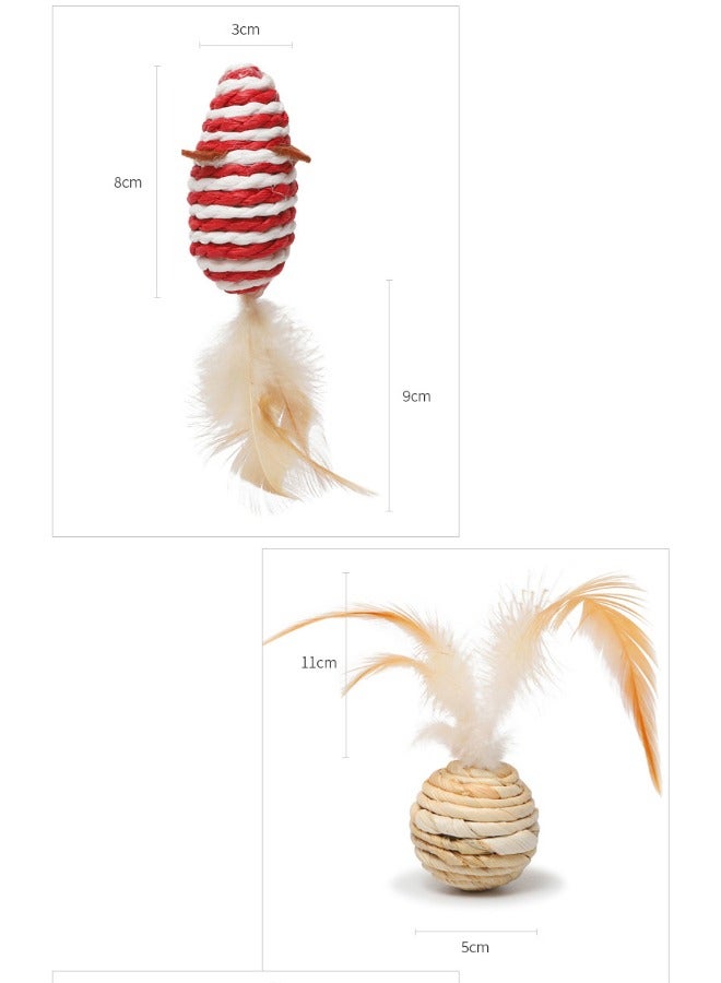 7 Pcs Cat Toy Set, Interactive Cat Feather Toys, 40cm Pet Cat Teaser Toy, Teaser Refills Mouse Toy with Mini Bell, Cat Teaser Toys for Indoor Cats Kitten Play Chase Exercise - Image 3