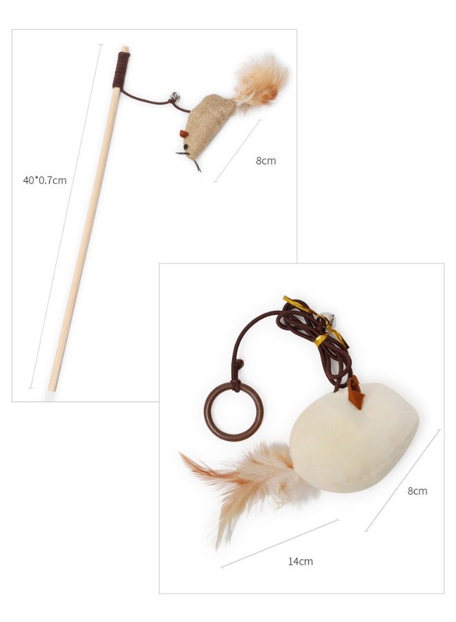7 Pcs Cat Toy Set, Interactive Cat Feather Toys, 40cm Pet Cat Teaser Toy, Teaser Refills Mouse Toy with Mini Bell, Cat Teaser Toys for Indoor Cats Kitten Play Chase Exercise - Image 2