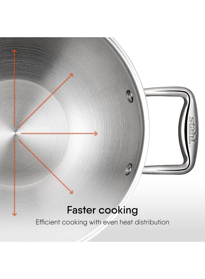 Stahl قدر ستال ثلاثي الفولاذ المقاوم للصدأ مع غطاء، 4330، 30 سم، قطعة واحدة، فضي - Image 5