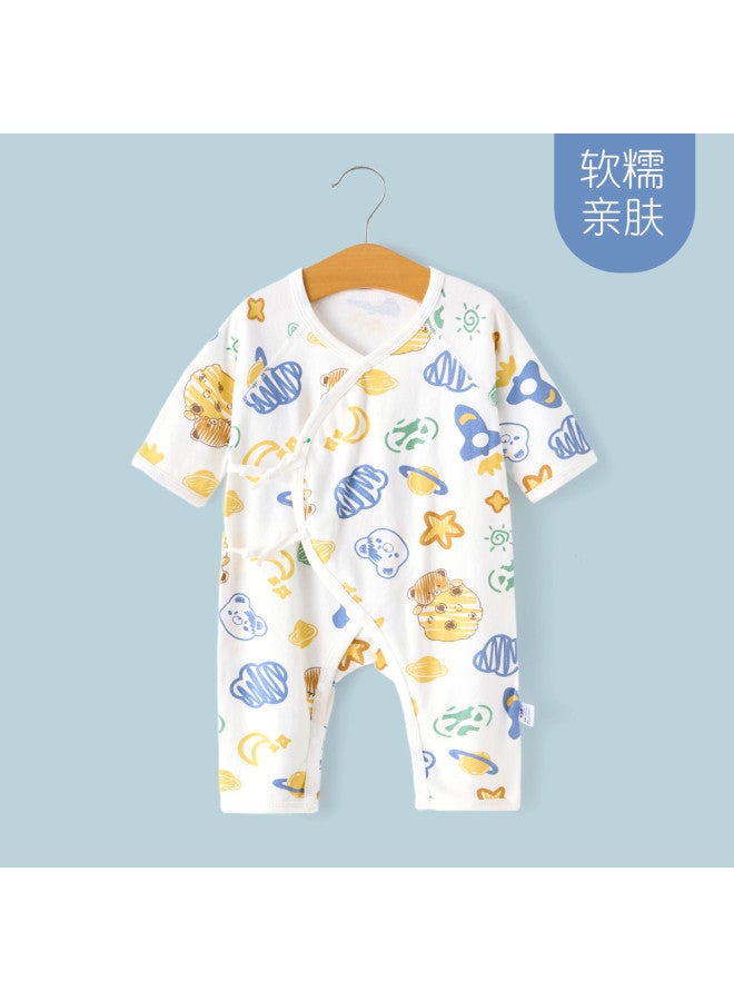 Doxiluka Newborn Baby Clothes, Four-season Pure Cotton Long-sleeve Tie-front Infant Bodysuit, Diagonal Closure Monk Suit, A-class Baby Clothing For Newborns - Image 2