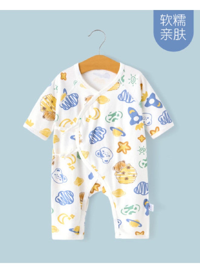Doxiluka Newborn Baby Clothes, Four-season Pure Cotton Long-sleeve Tie-front Infant Bodysuit, Diagonal Closure Monk Suit, A-class Baby Clothing For Newborns - Image 1