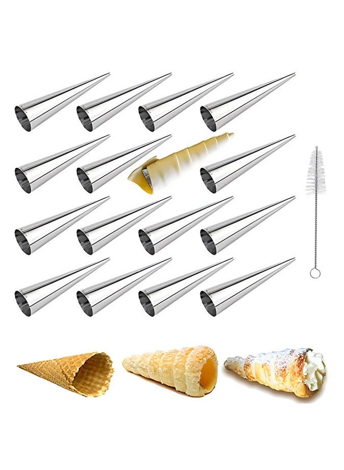 16 قطعة من قوالب قرن كريم على شكل مخروطي قائم، قالب مخروطي من الفولاذ المقاوم للصدأ للخبز - Image 1